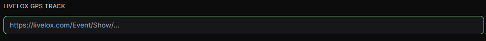Livelox GPS Track URL input field on the race page