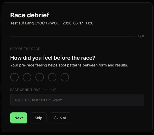 First step of the debrief: How did you feel before the race?