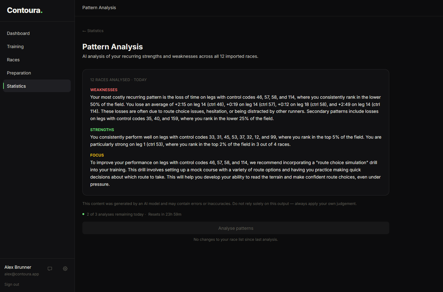 AI Pattern Analysis results page